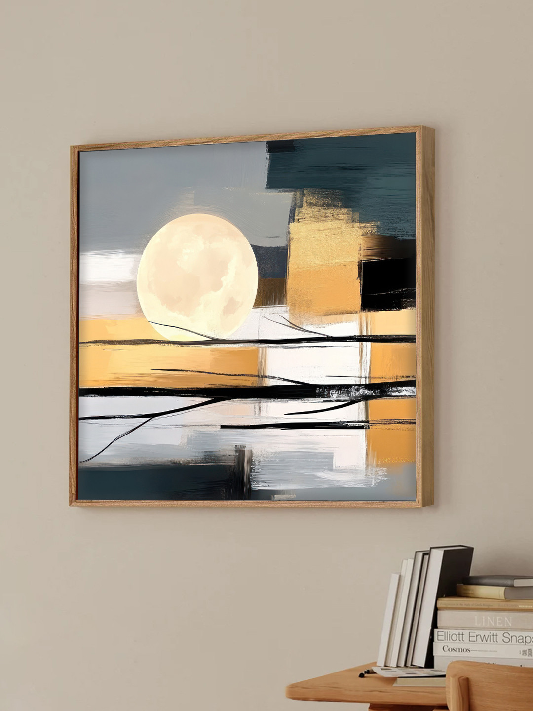 Art Street Yellow & Cream Abstract Printed Canvas Wall Art