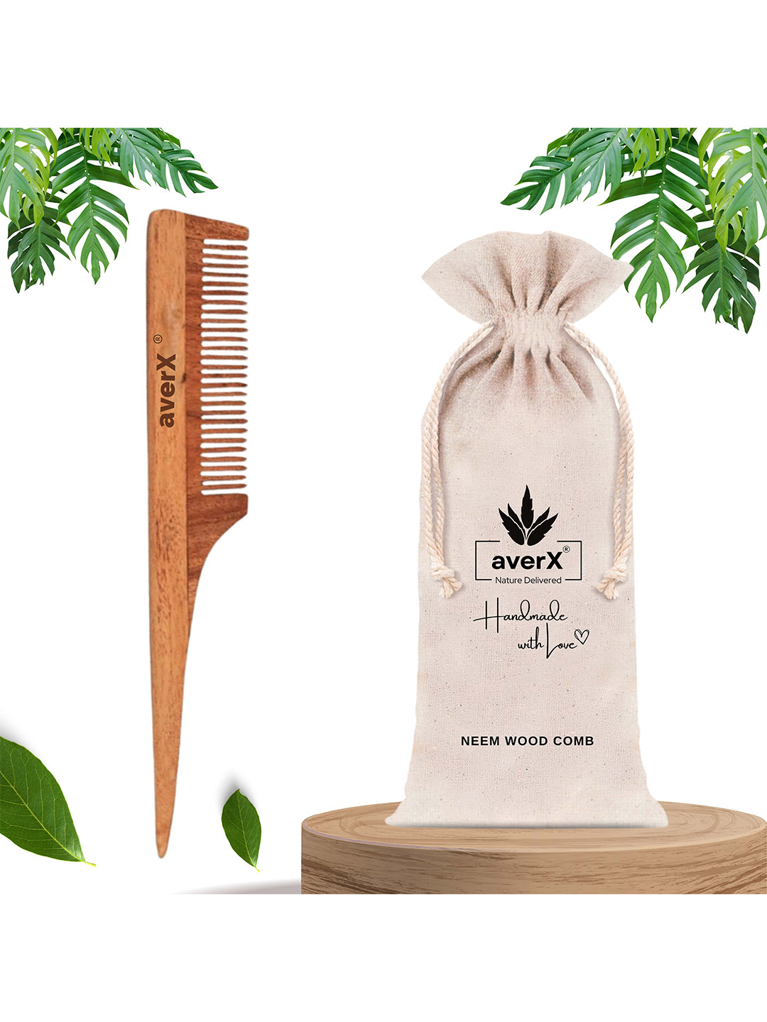 averX Kacchi Neem Wood Comb