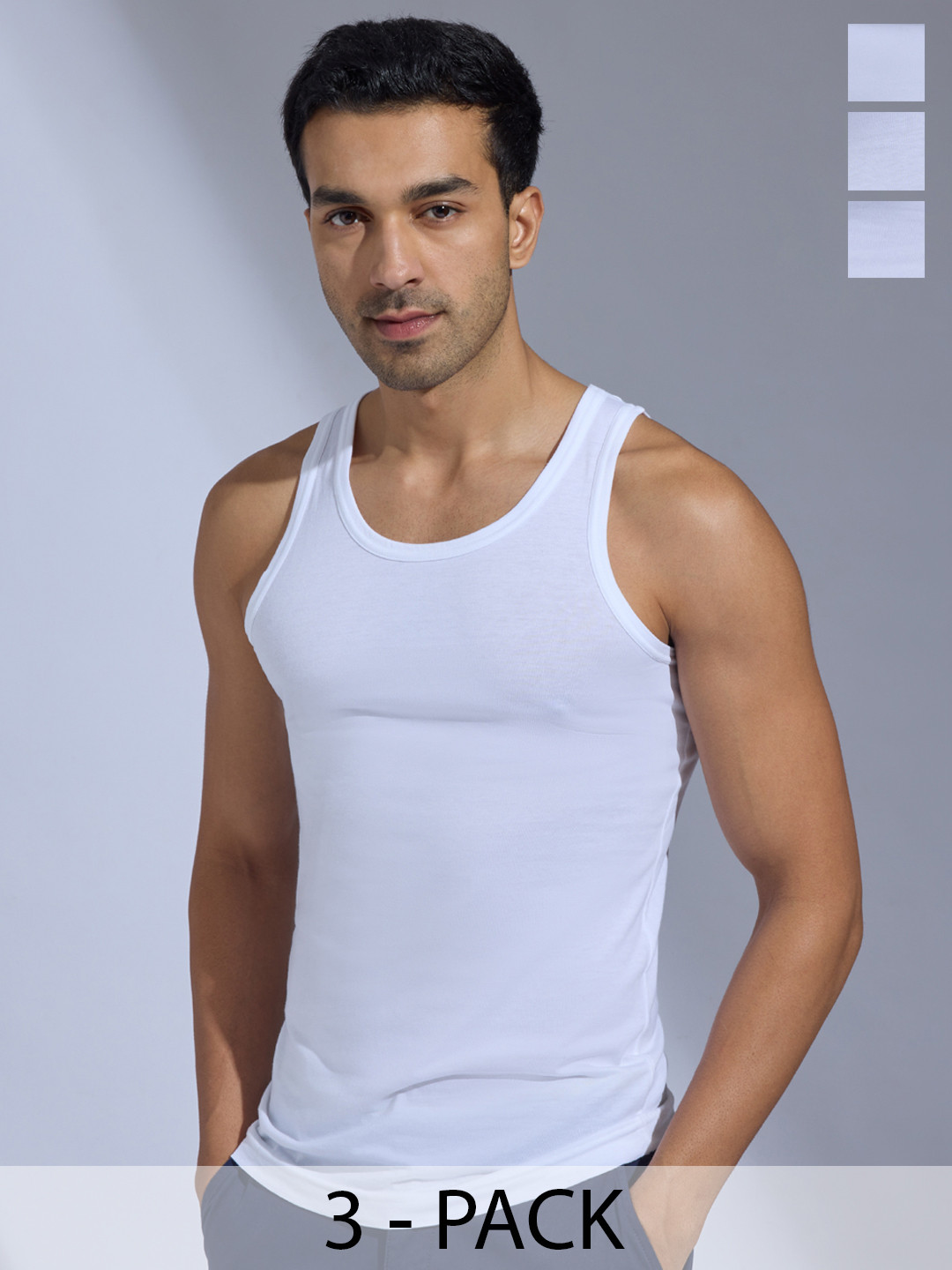 XYXX Pack of 3 Aero Combed Cotton Round Neck Vest For Mens XYVEST3PCKN02