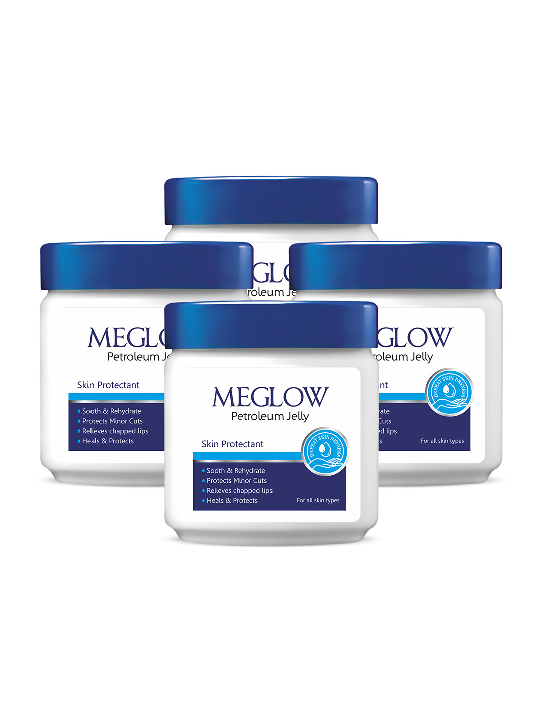 MEGLOW Set Of 4 Petroleum Jelly Moisturising Cream - 100 g Each