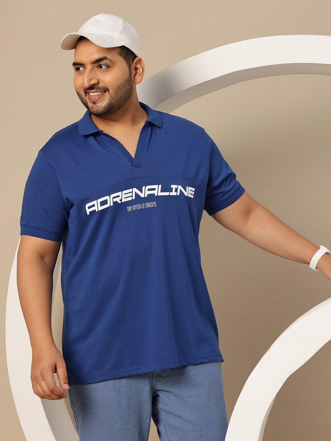 Sztori Plus Size Typography Print Polo Collar T-shirt