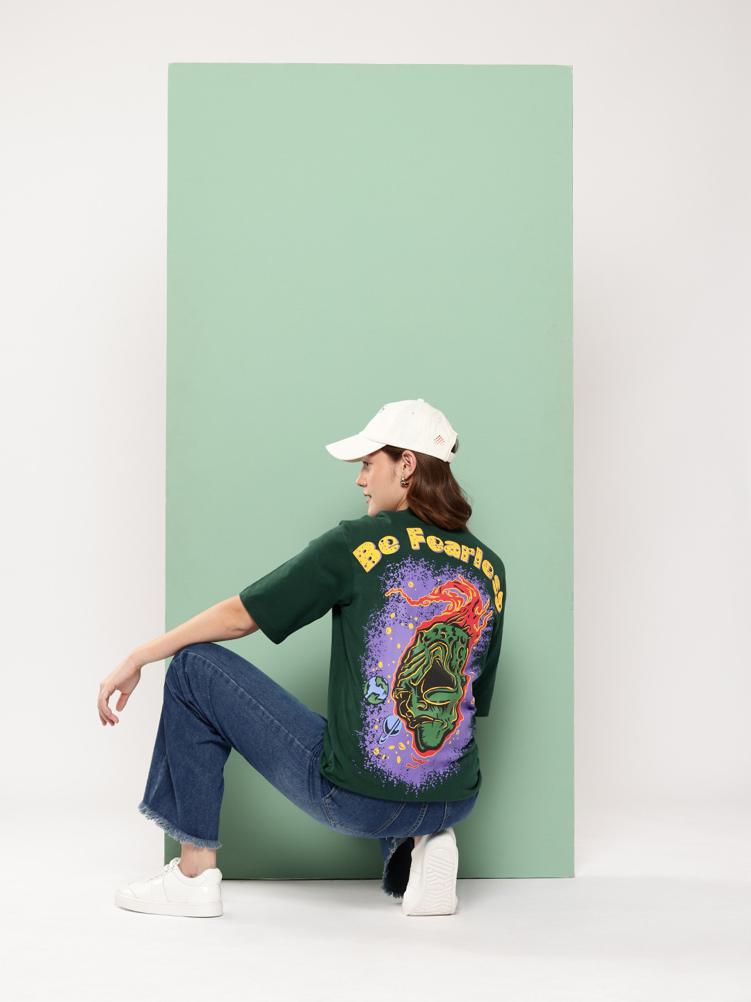 FEVER HUNT Women Printed Oversized T-shirt