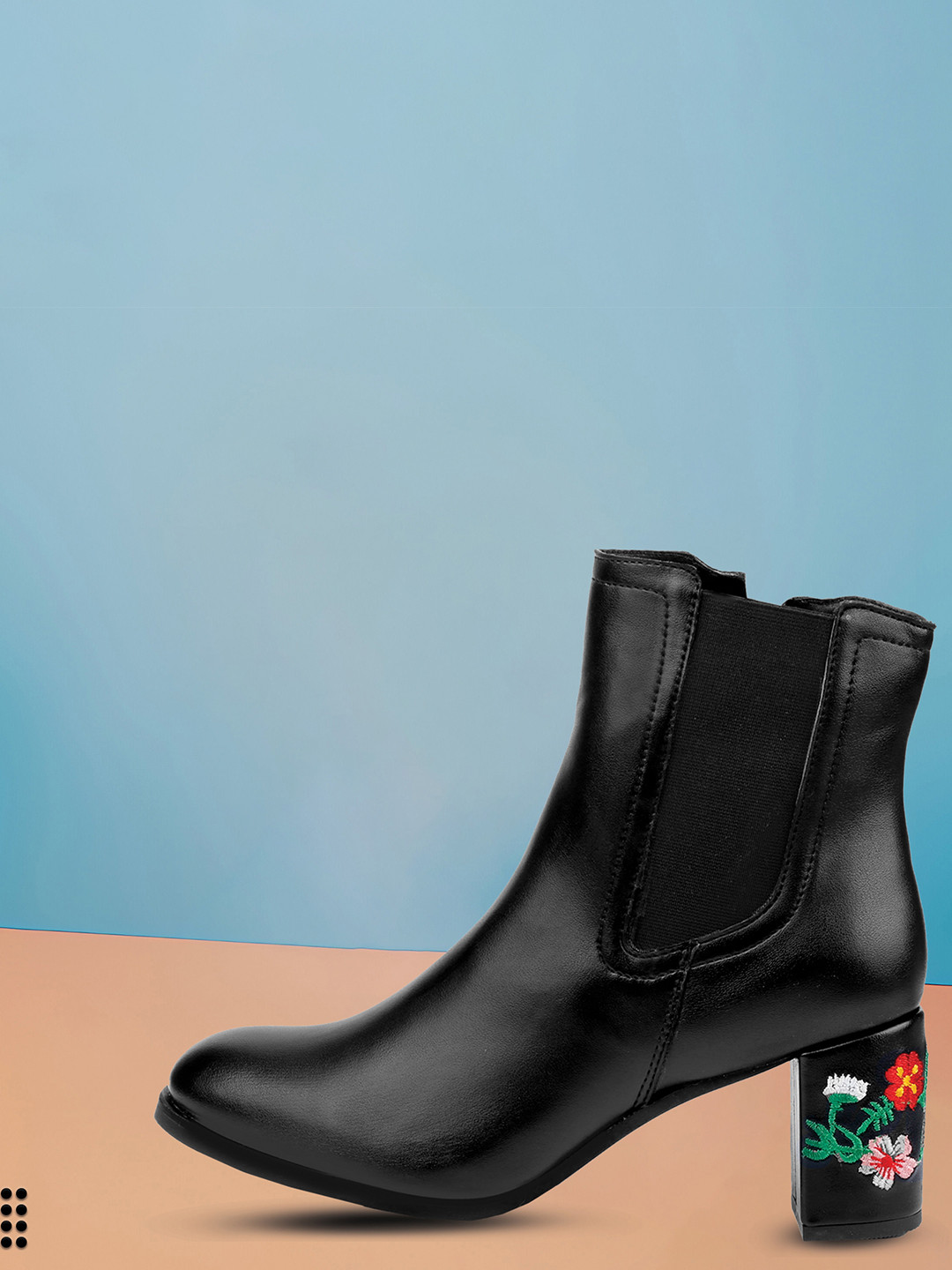 Bxxy Women Embroidered Block Heel Chelsea Boots