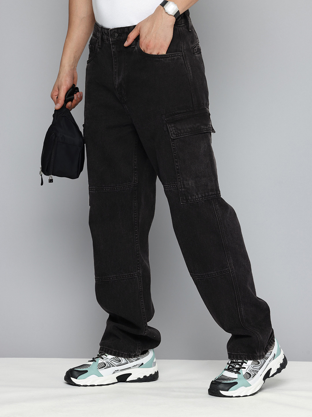 Flying Machine Men Cobain 90s Loose Fit High-Rise Light Fade Pure Cotton Jeans