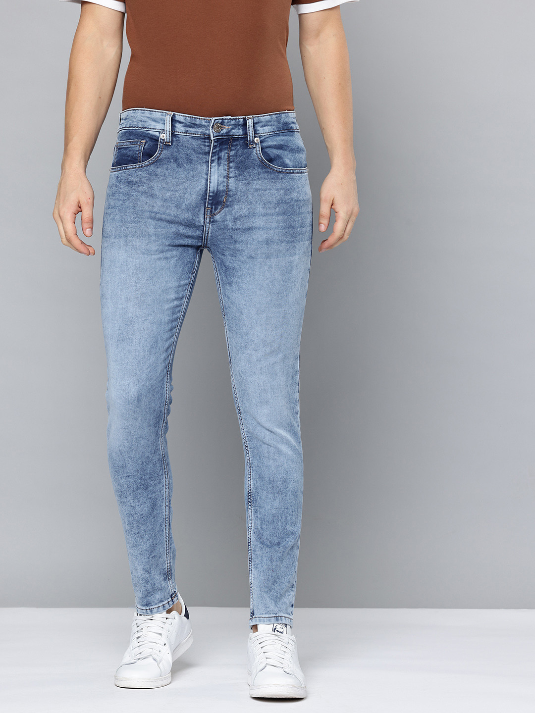 Flying Machine Men Slim Tapered Fit Mid-Rise Heavy Fade Acid Wash Stretchable Jeans