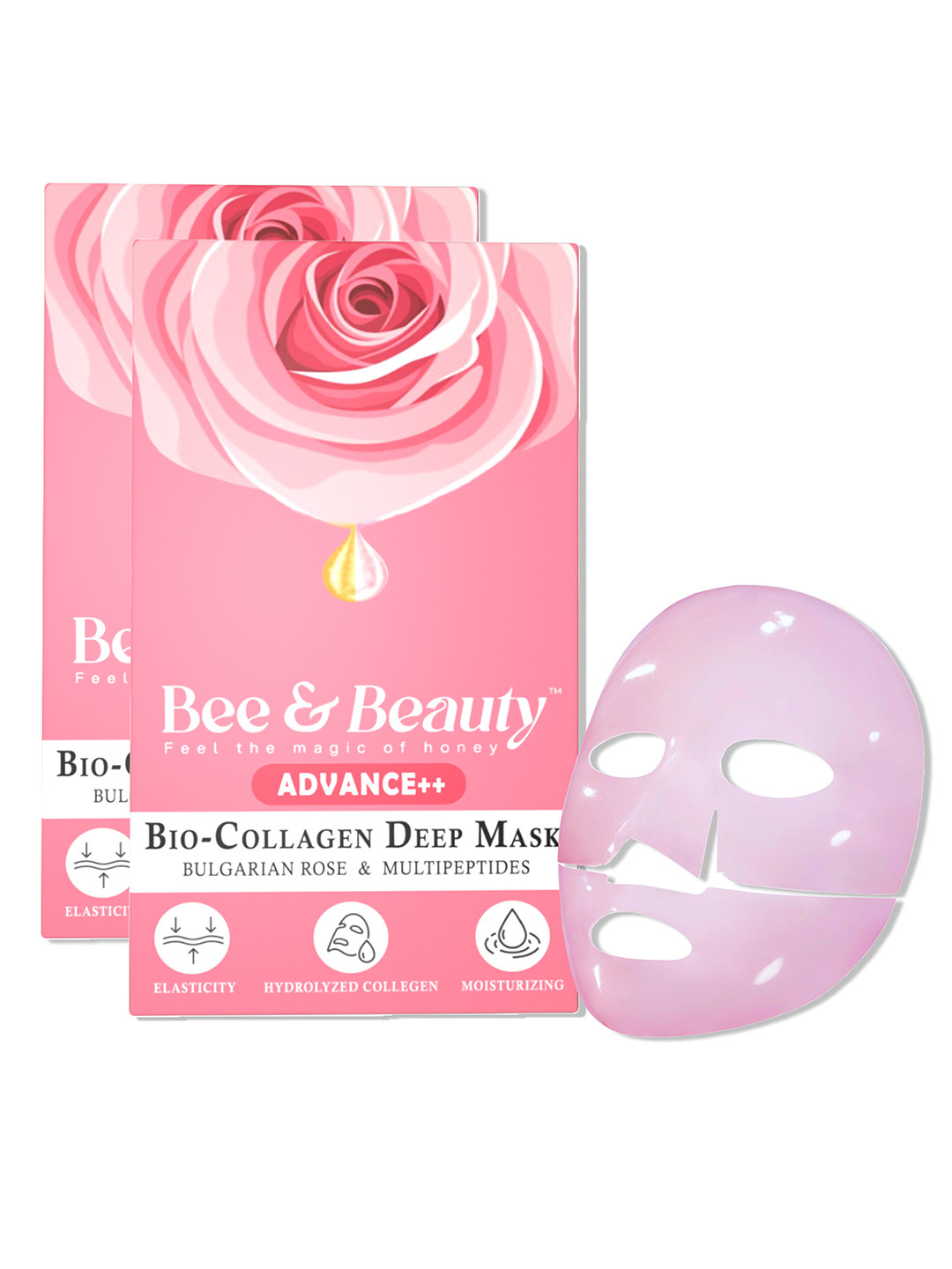 Bee & Beauty Pack of 2 Advance + + Hydrating & Moisturizing Bio-Collagen Pink Sheet Mask