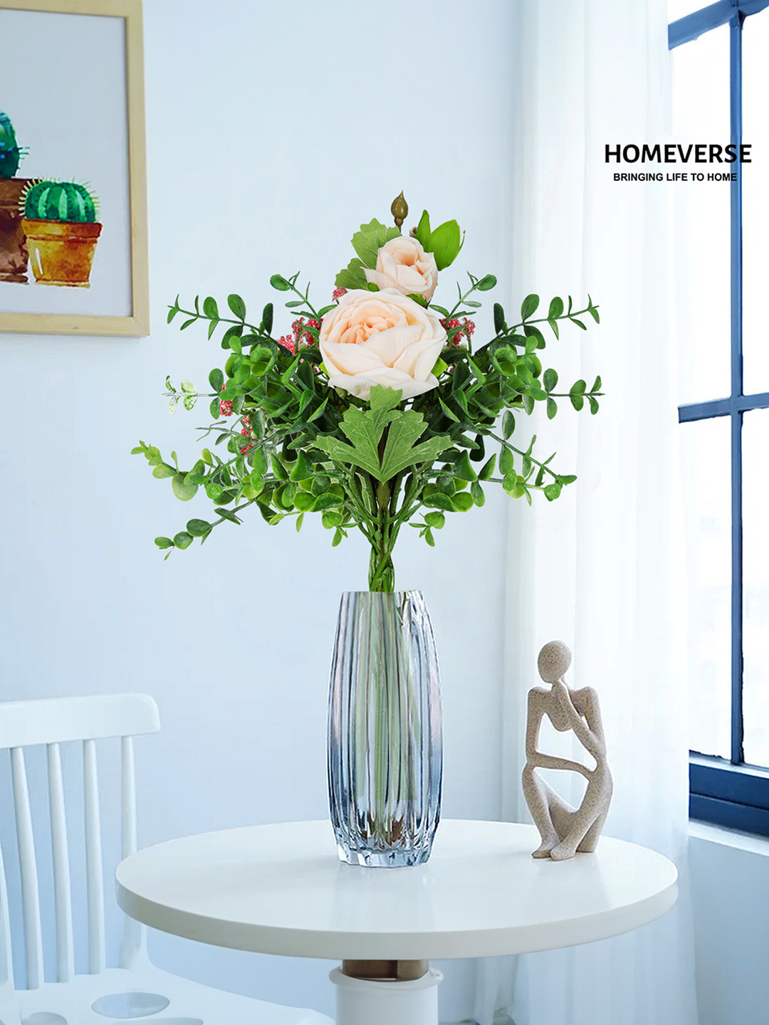 LITVERSE Peach-Coloured 1 Piece Rose Bouquet Artificial Flower