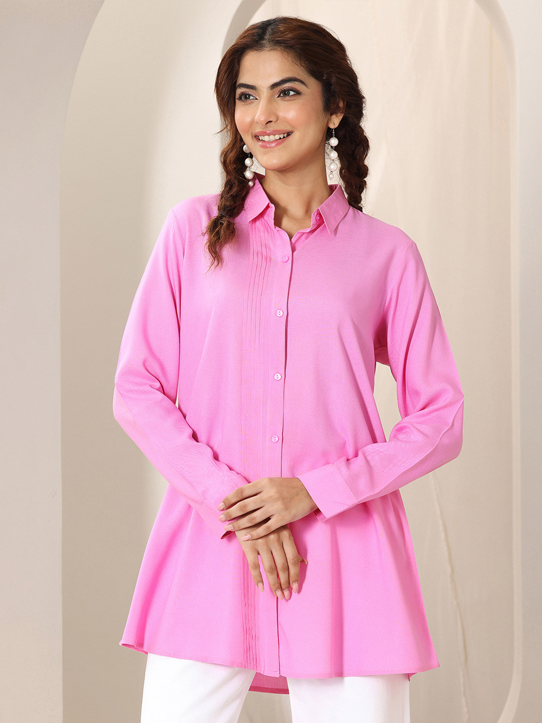 Gerua By Libas Shirt Collar Pleated Kurti