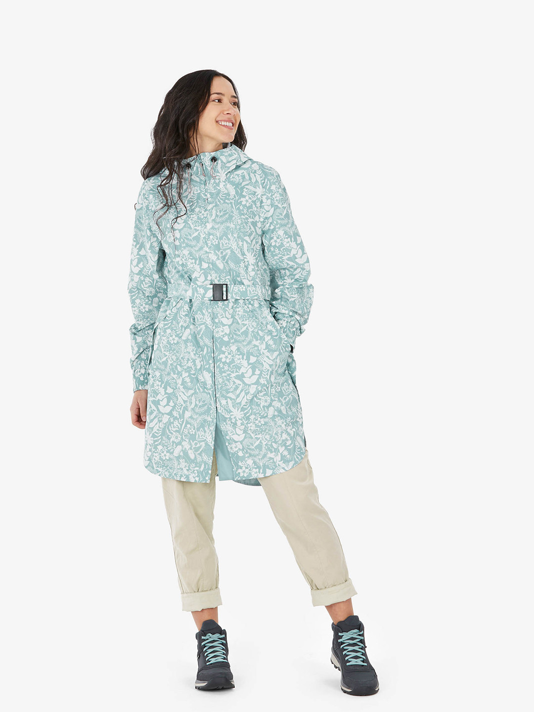 Decathlon QUECHUA - Women Hooded Knee Length Waterproof Rain Jacket