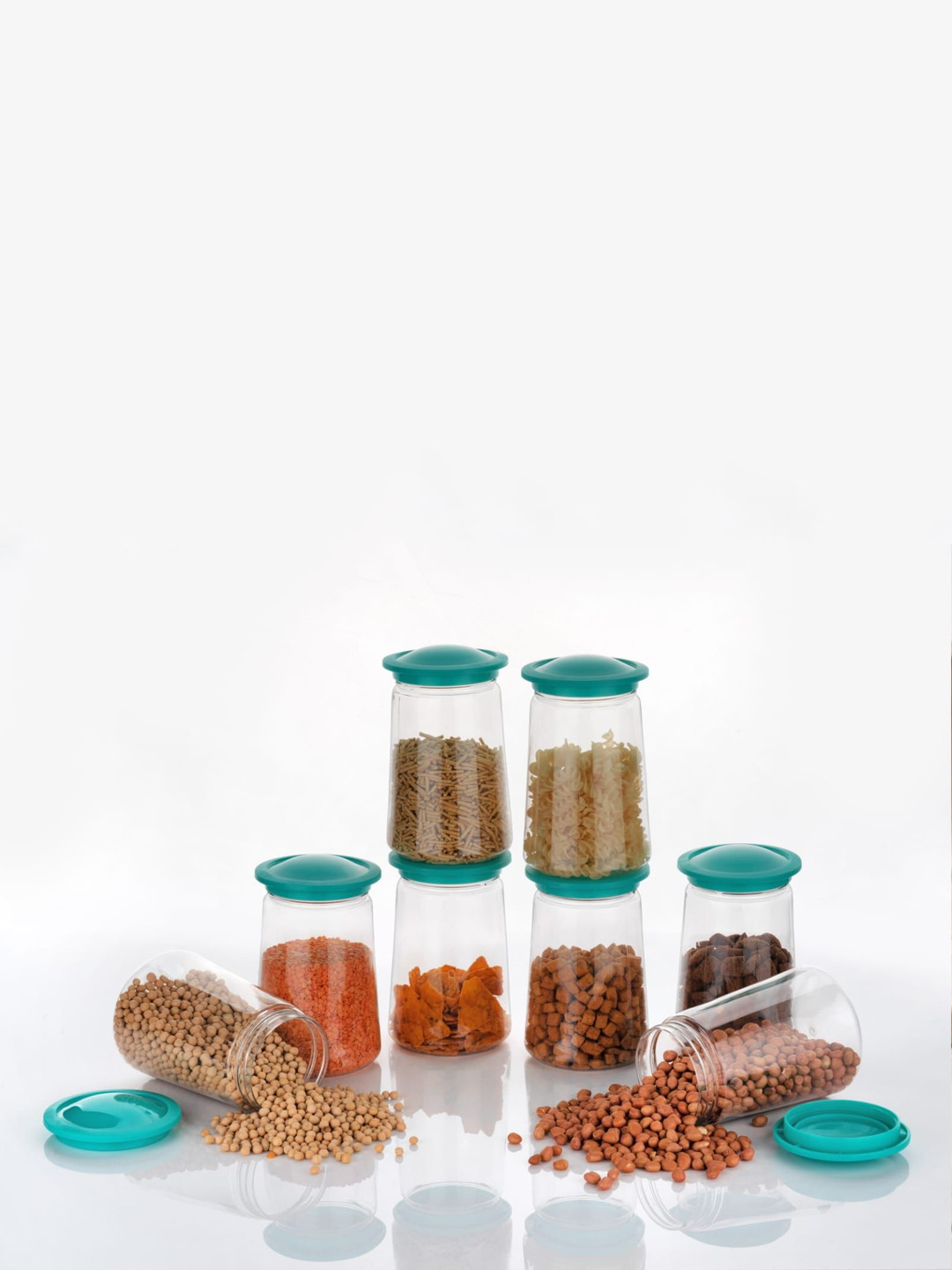 Hashone Green Plastic Easy To Clean 12 Piece Clip-On Canister-1.1L