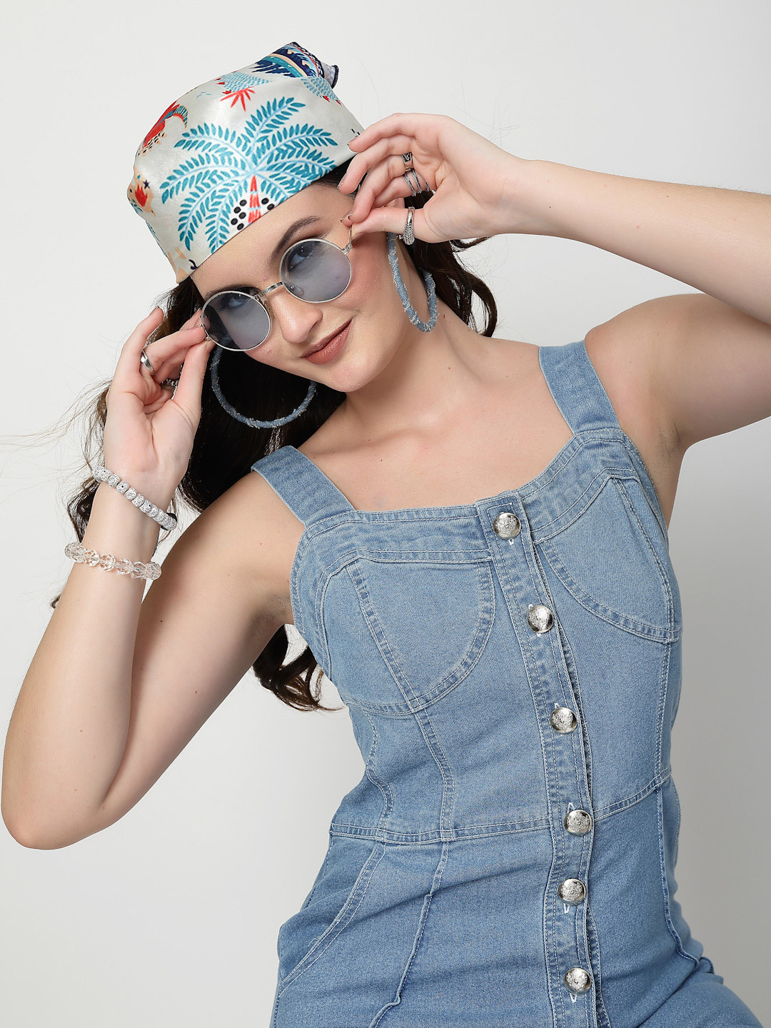 COSMIC TRIO  Women Bodycon Midi  Shoulder Straps Denim Dress