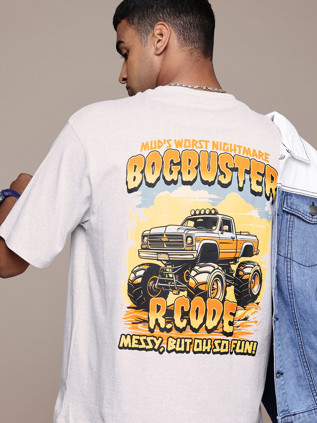 R.Code by The Roadster Life Co. Men Printed Relaxed Fit T-shirt