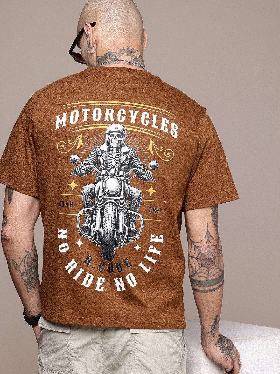 R.Code by The Roadster Life Co. Grunge Printed Relaxed Fit T-shirt