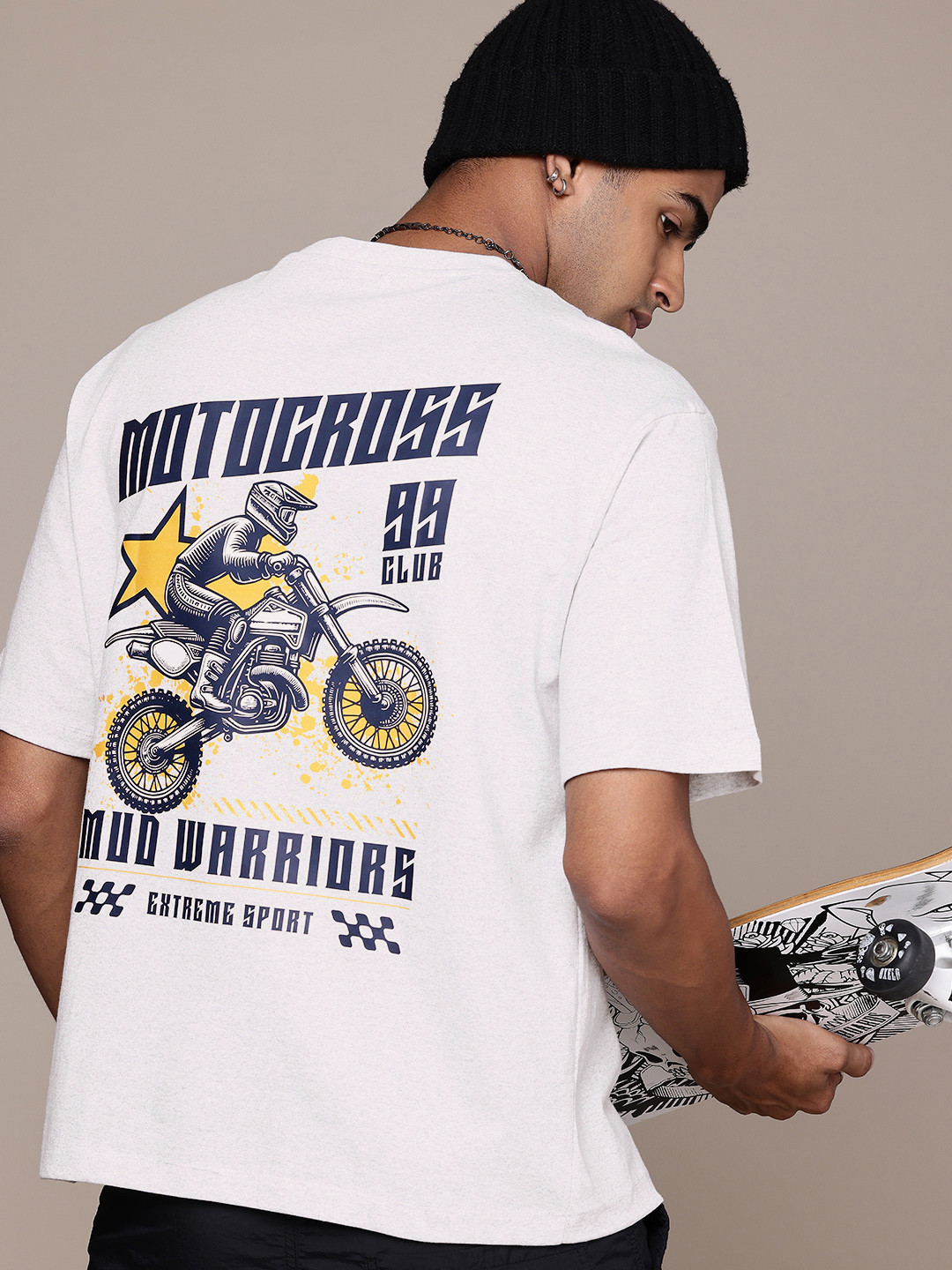 R.Code by The Roadster Life Co. Men Printed Relaxed Fit T-shirt