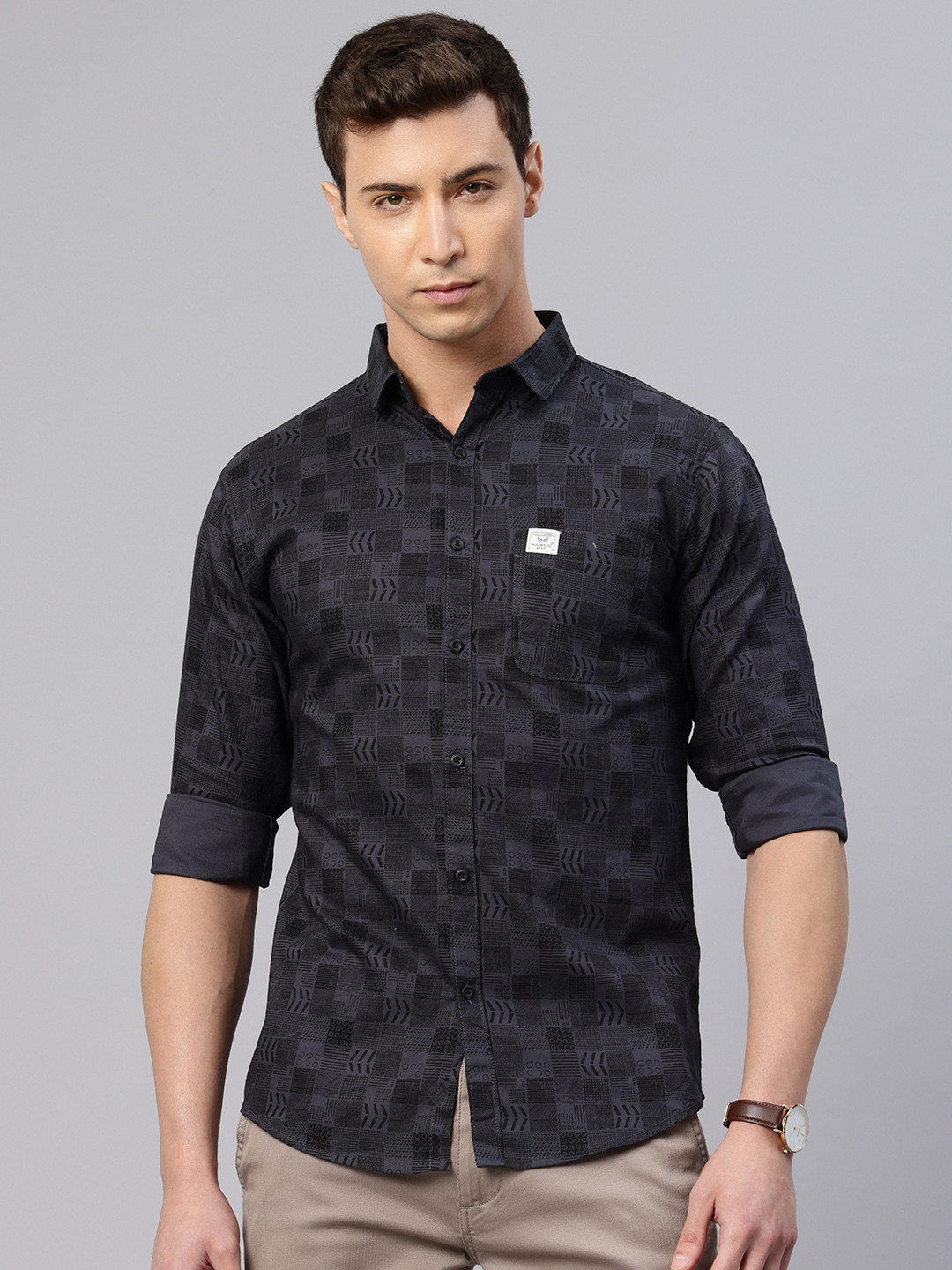 Majestic Man Custom Abstract Printed Pure Cotton Slim Fit Casual Shirt