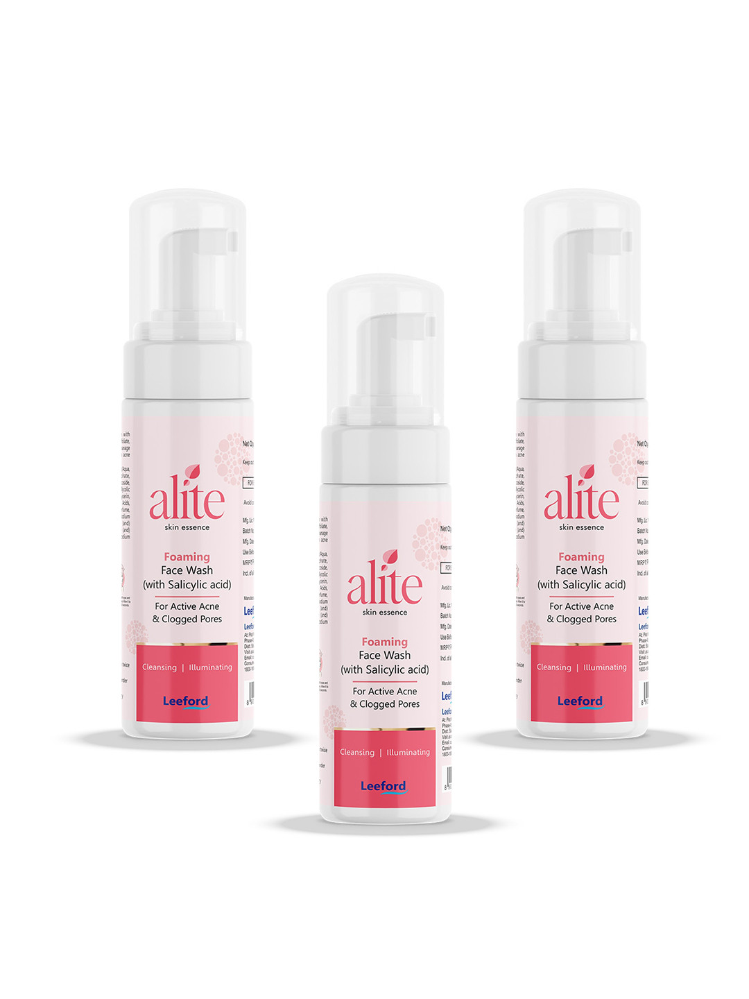 Alite Set Of 3 Skin Essence Deep Cleansing Foaming Face Wash For Active Acne -60 ml Each