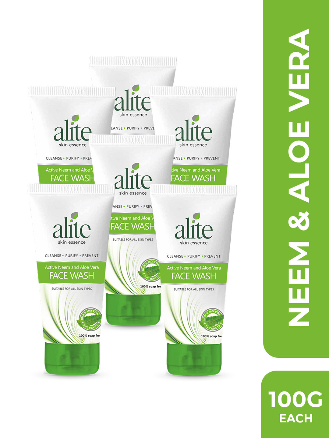 Alite Skin Essence Set Of 6 Active Neem & Aloe Vera Face Wash For Hydrating Skin-100g Each