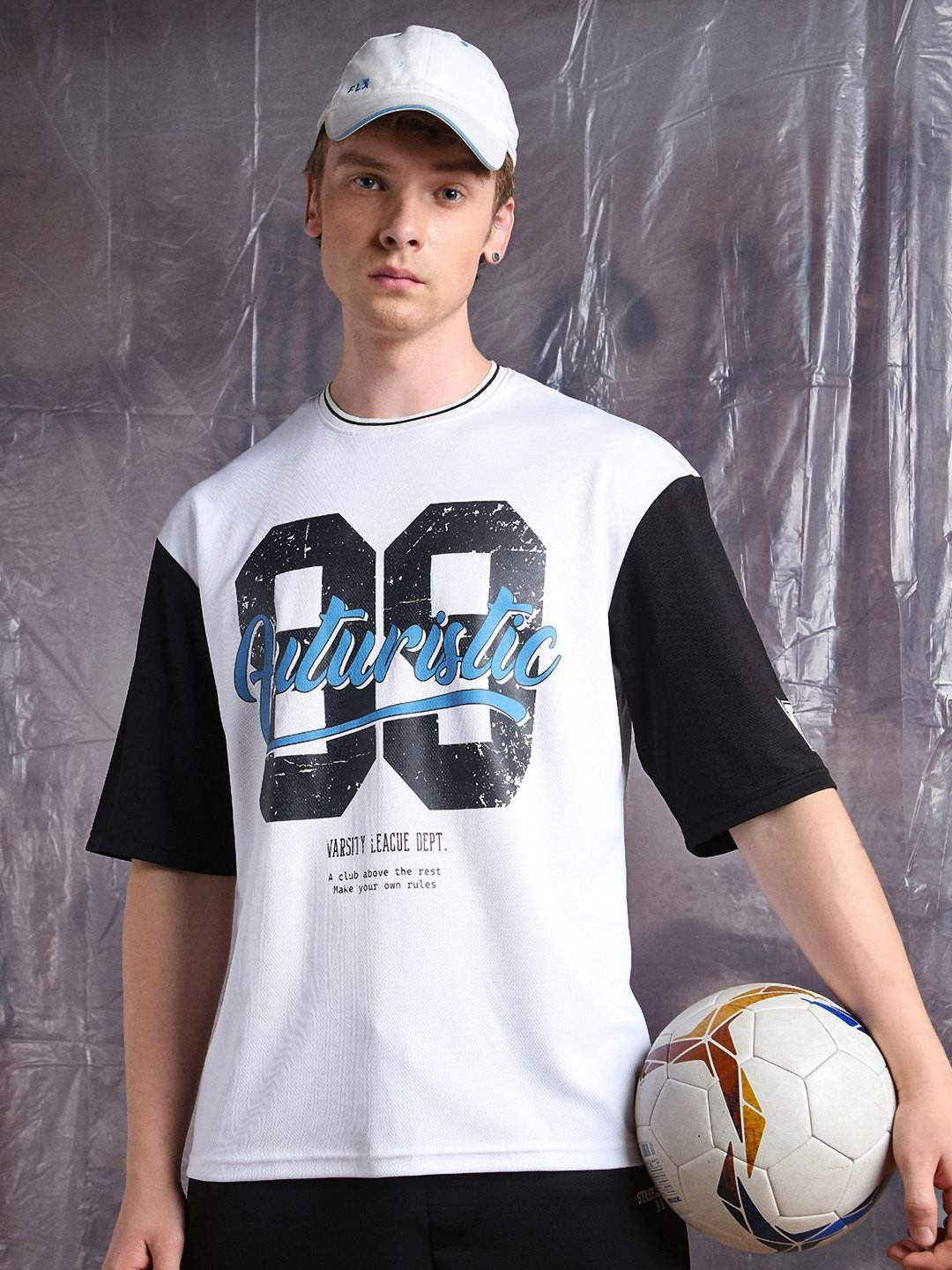 Hubberholme Men Streetletics Typography Printed Round Neck Relaxed Fit Mesh T-shirt