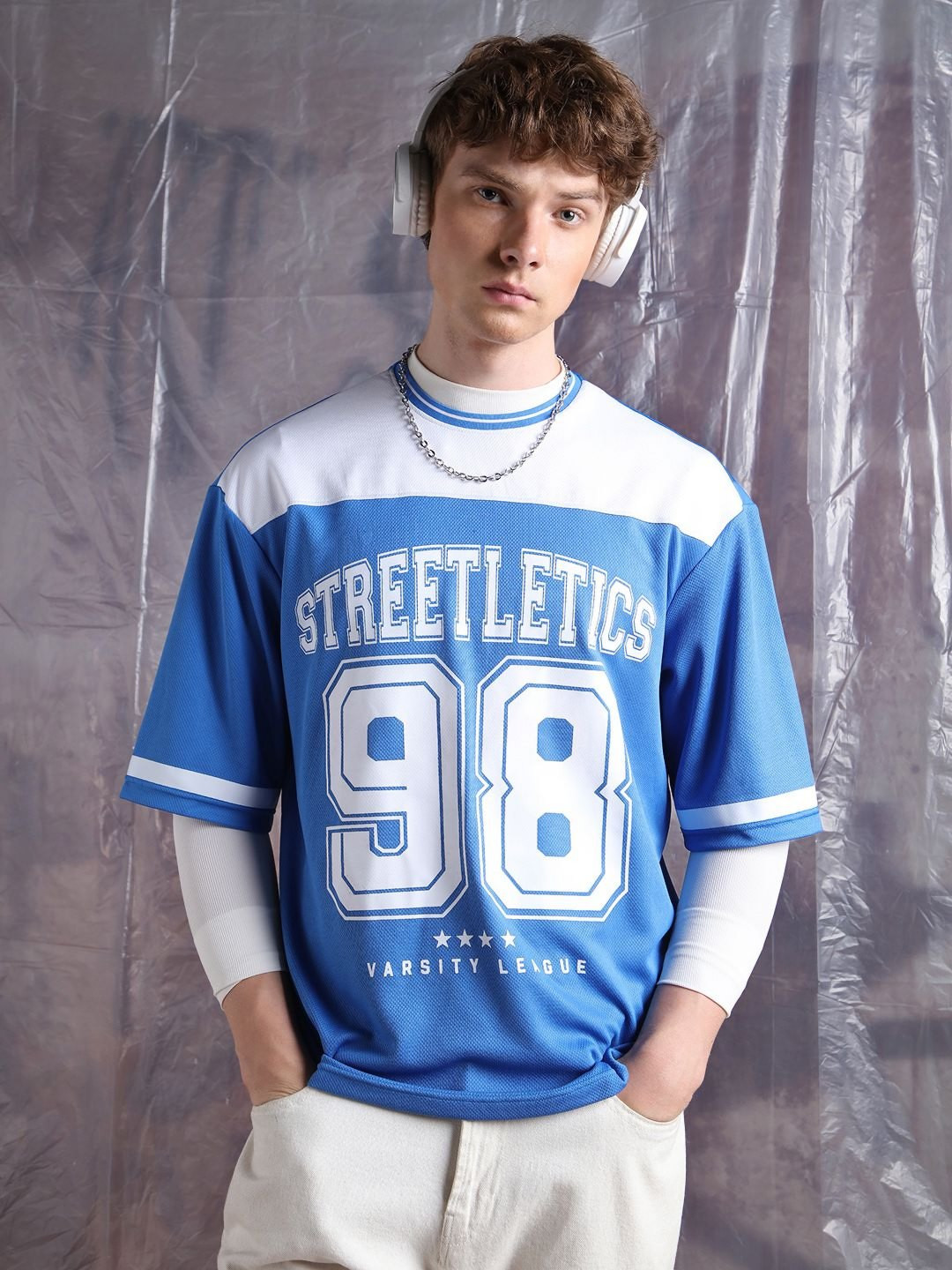 Hubberholme Men Streetletics Typography Printed Round Neck Relaxed Fit Mesh T-shirt