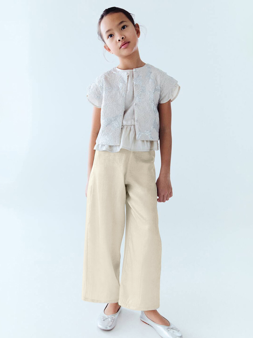 Mango Kids Girls Sheen Parallel Trousers