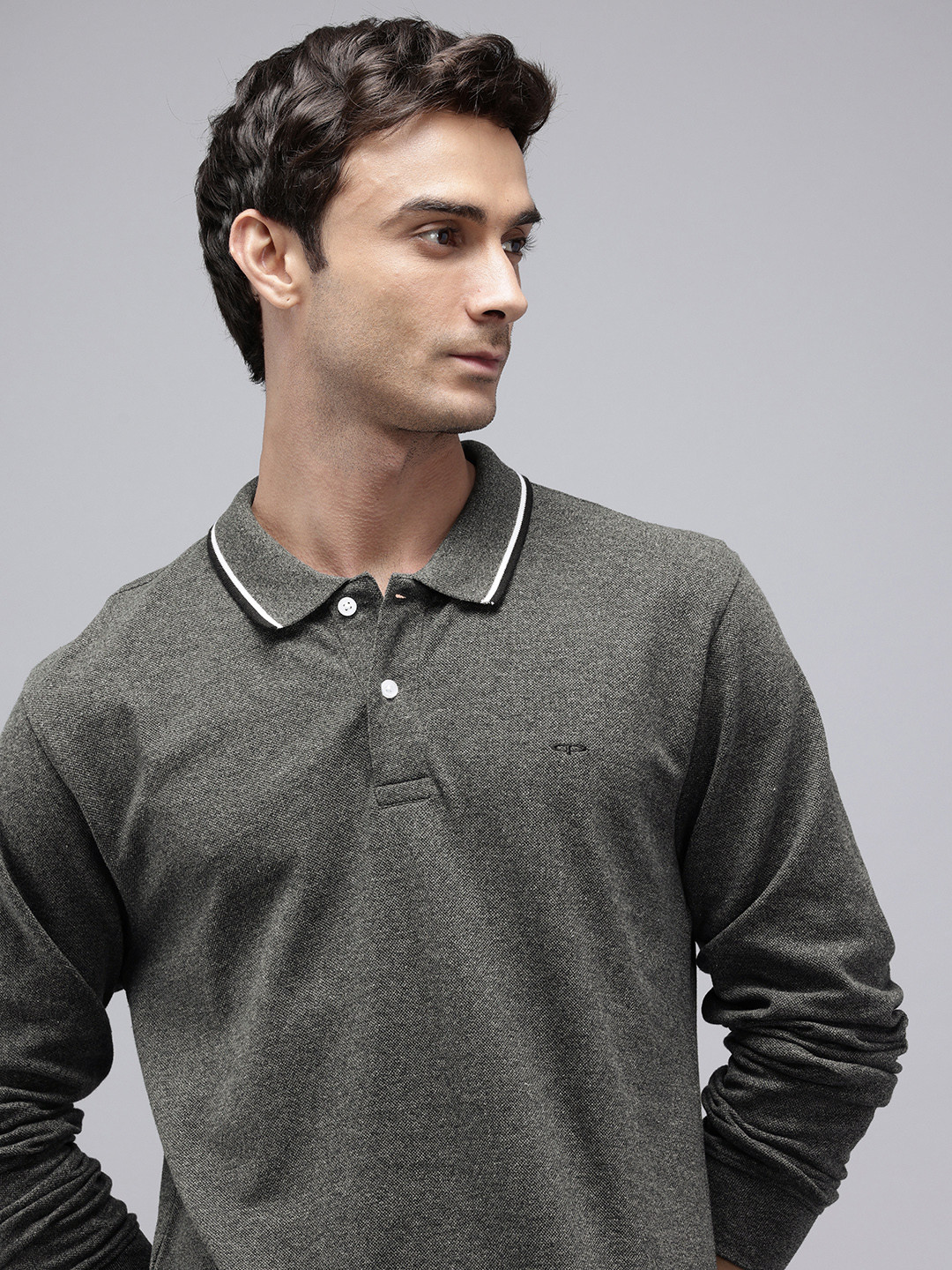 ColorPlus Polo Collar Drop-Shoulder Sleeves Pure Cotton Relaxed T-shirt