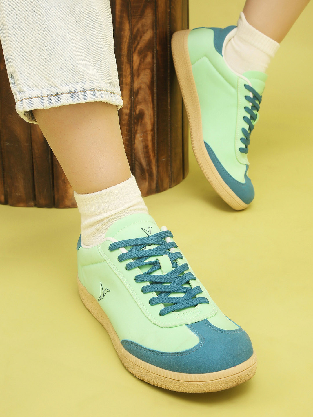 Yoho Women Quoi Lace-Up Suede Colourblocked Super Comfy Sneakers