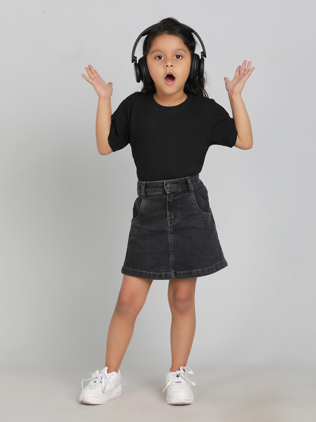 TALES & STORIES Girls Washed Straight Above Knee Length Skirt