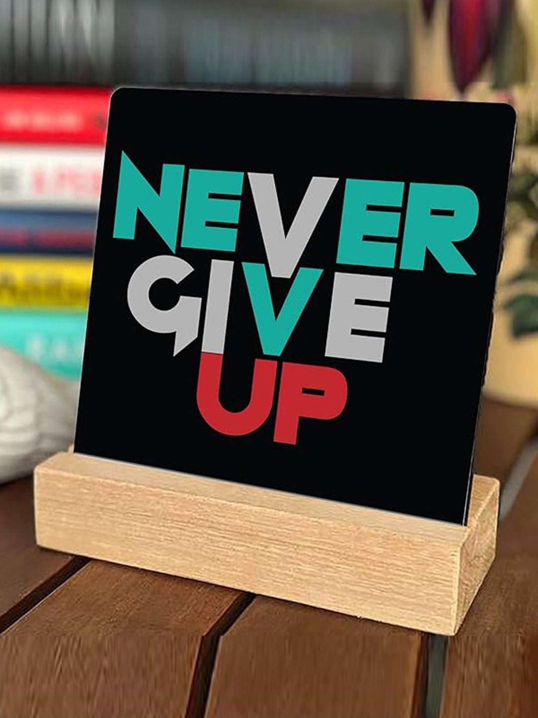 BS AMOR Plaque Black Wood Glossy Bedroom Set of 2 Medium Showpieces - 5 Inches