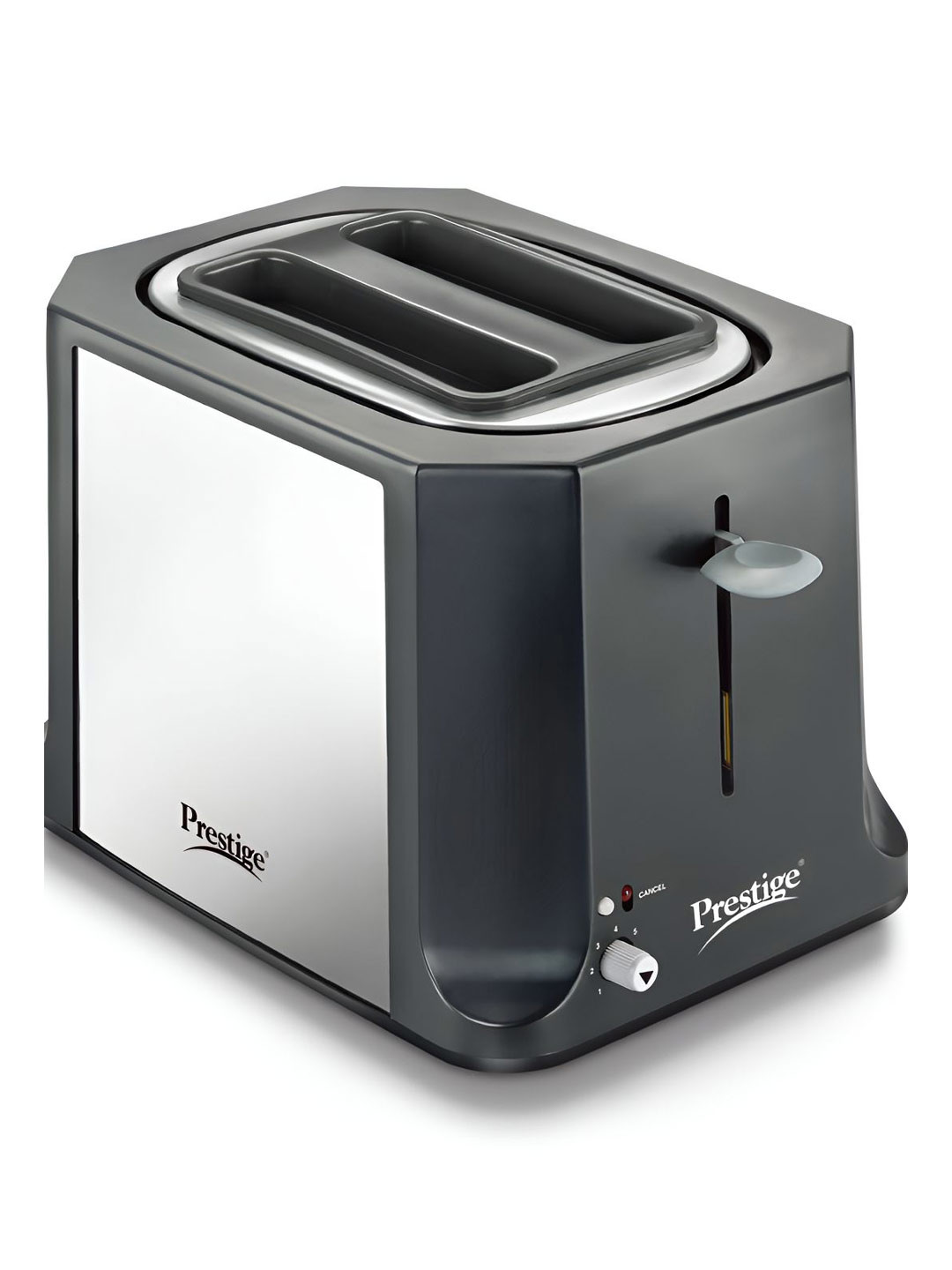Prestige Black & Grey Slice 750W Elegant Stainless Steel Finish Pop-Up Toaster