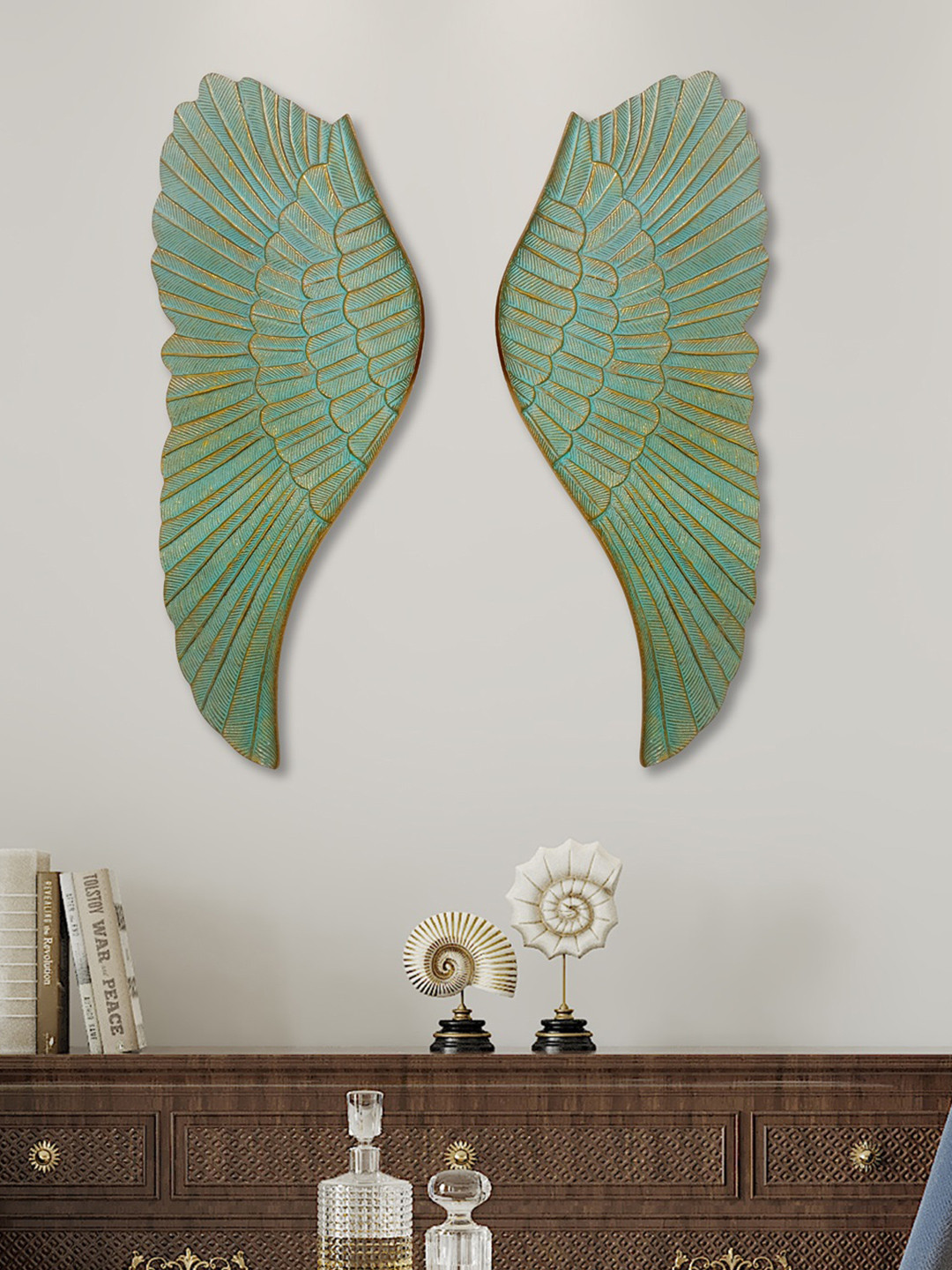 Cocovey Homes Metal Matte Hanging Hall 2Pcs Floral Wall Decor-20.9In