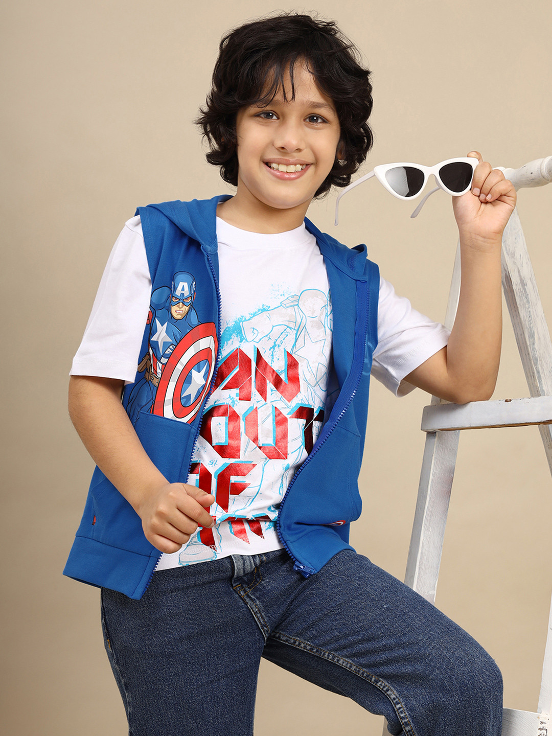 Kids Ville Boys Captain America Graphic Printed Regular Fit Cotton Tshirt