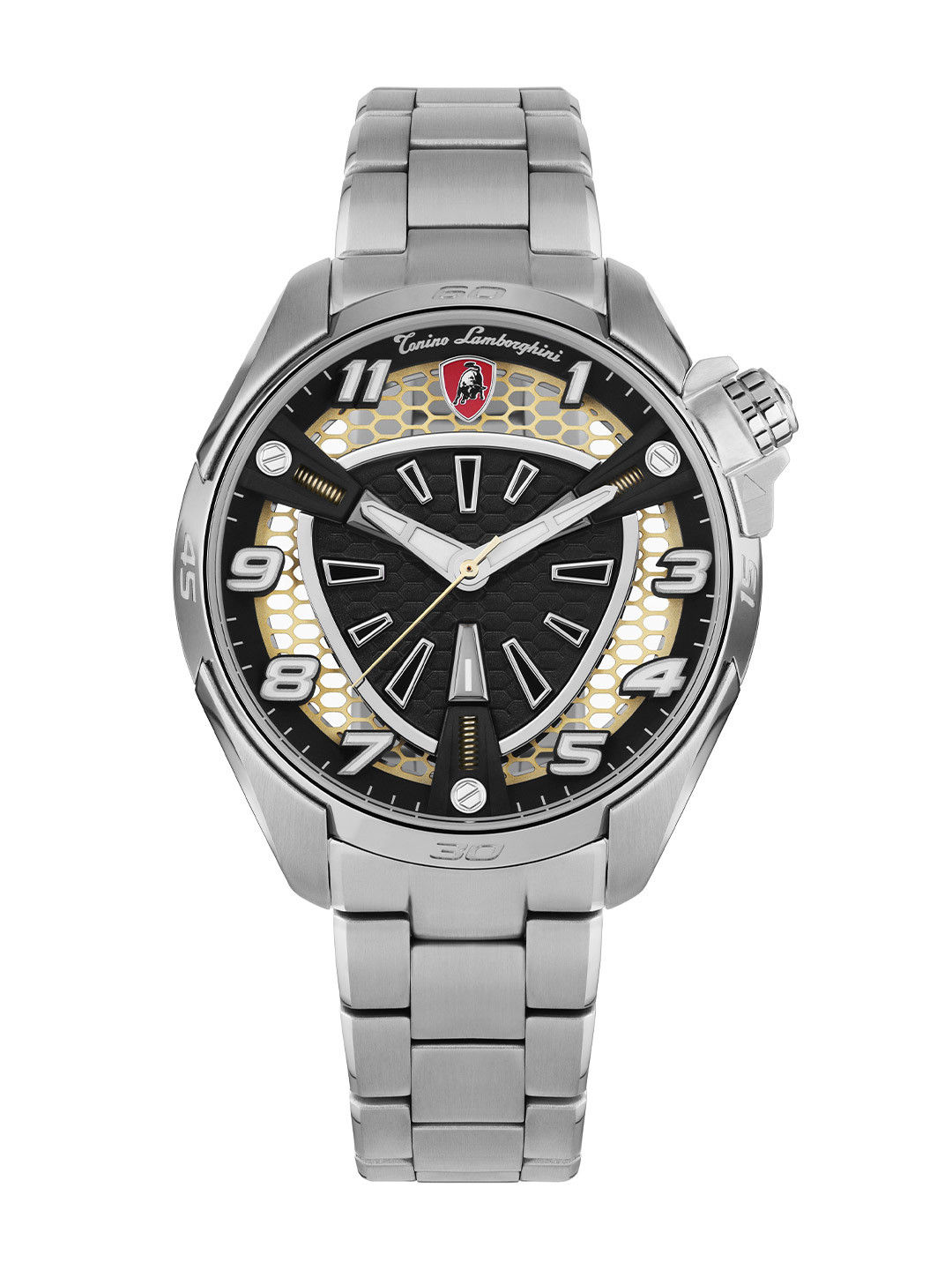 Tonino Lamborghini Shock Abs Men Textured Dial & Reset Time Analogue Watch TLABSRG-SS-B