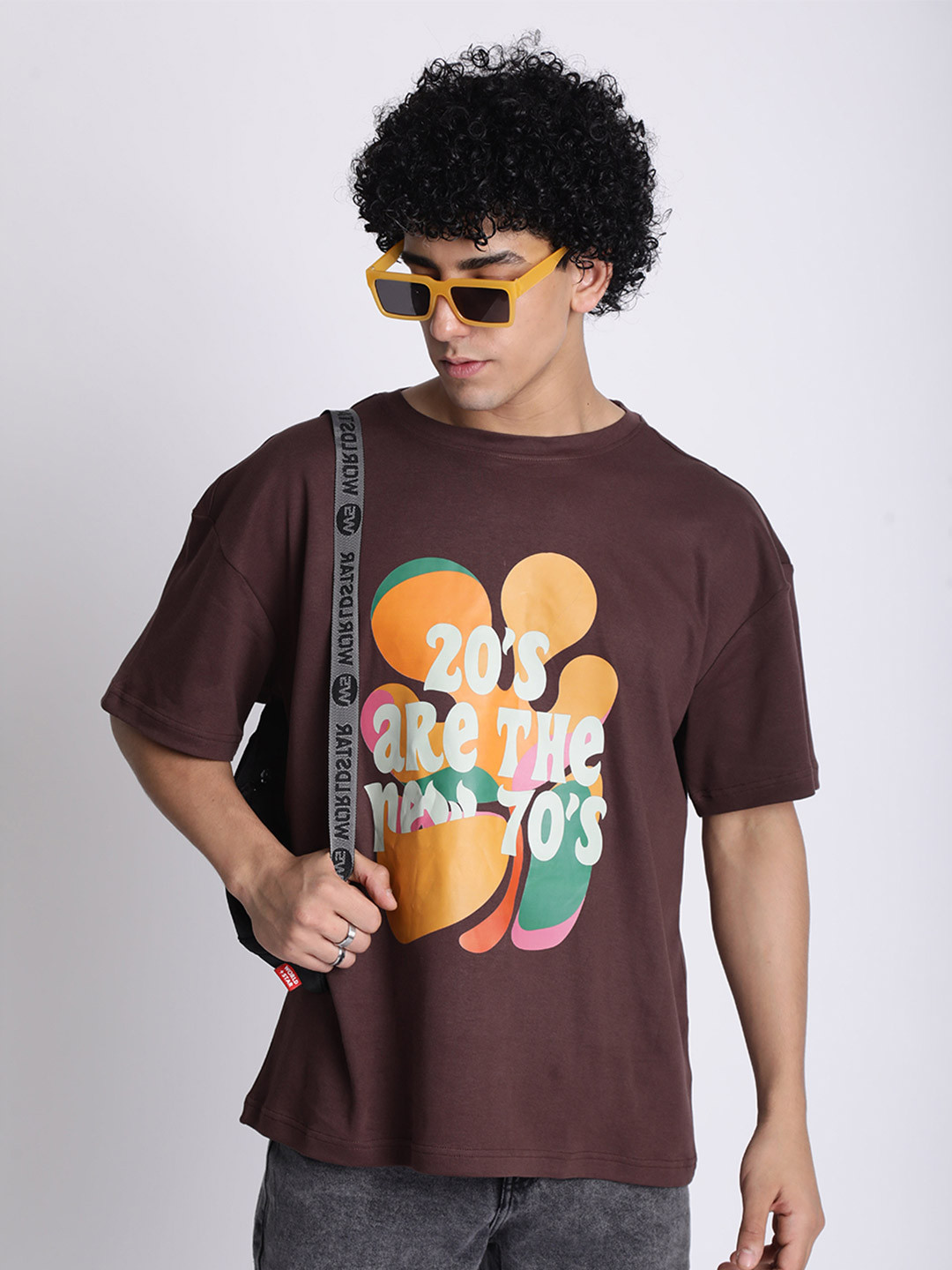 Men Graphic Printed Round Neck Cotton Oversized T-shirt