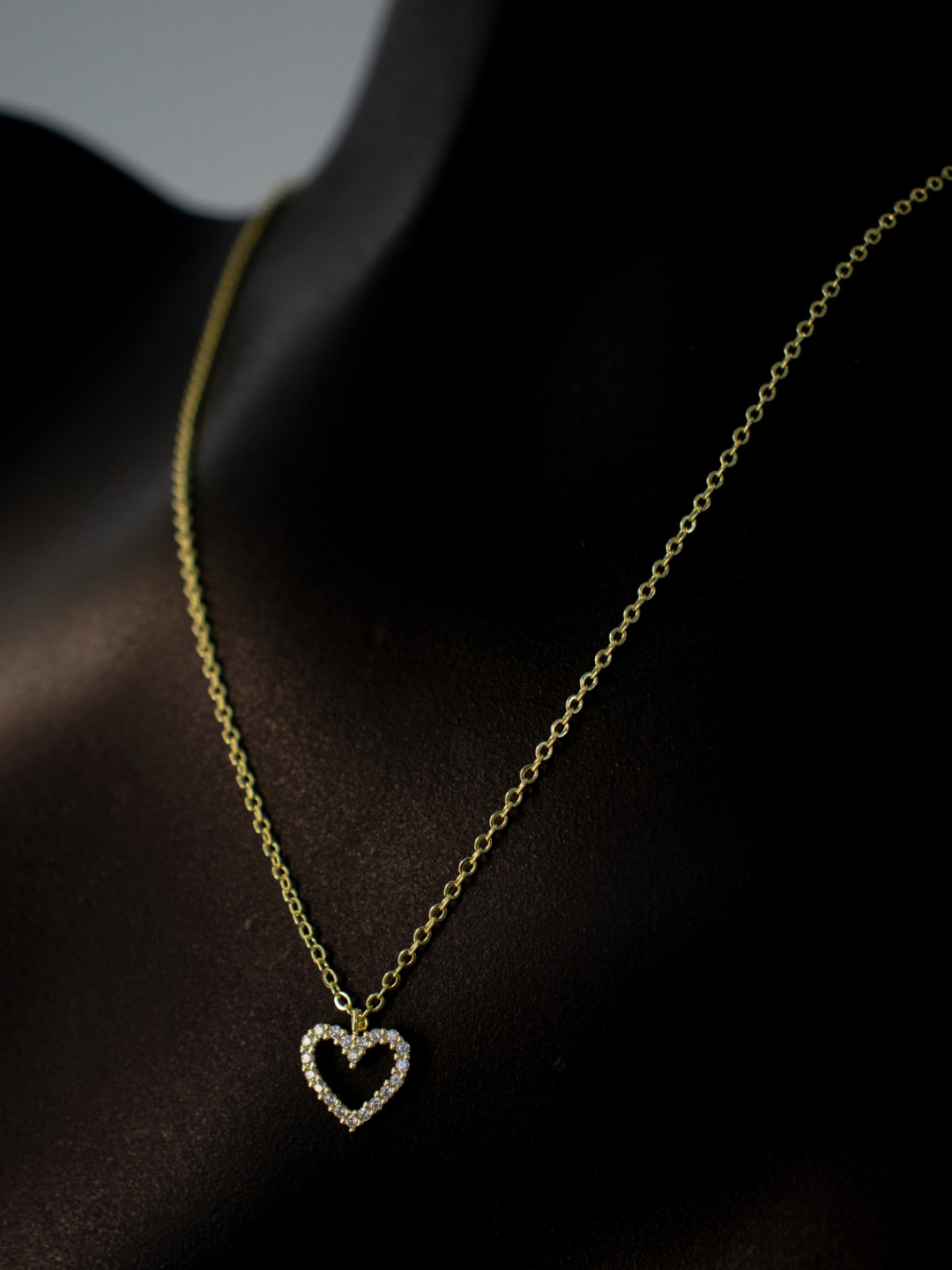 AQUASTREET 14K Gold-Plated Antitarnish Zircon Stones Heart Pendant Necklace