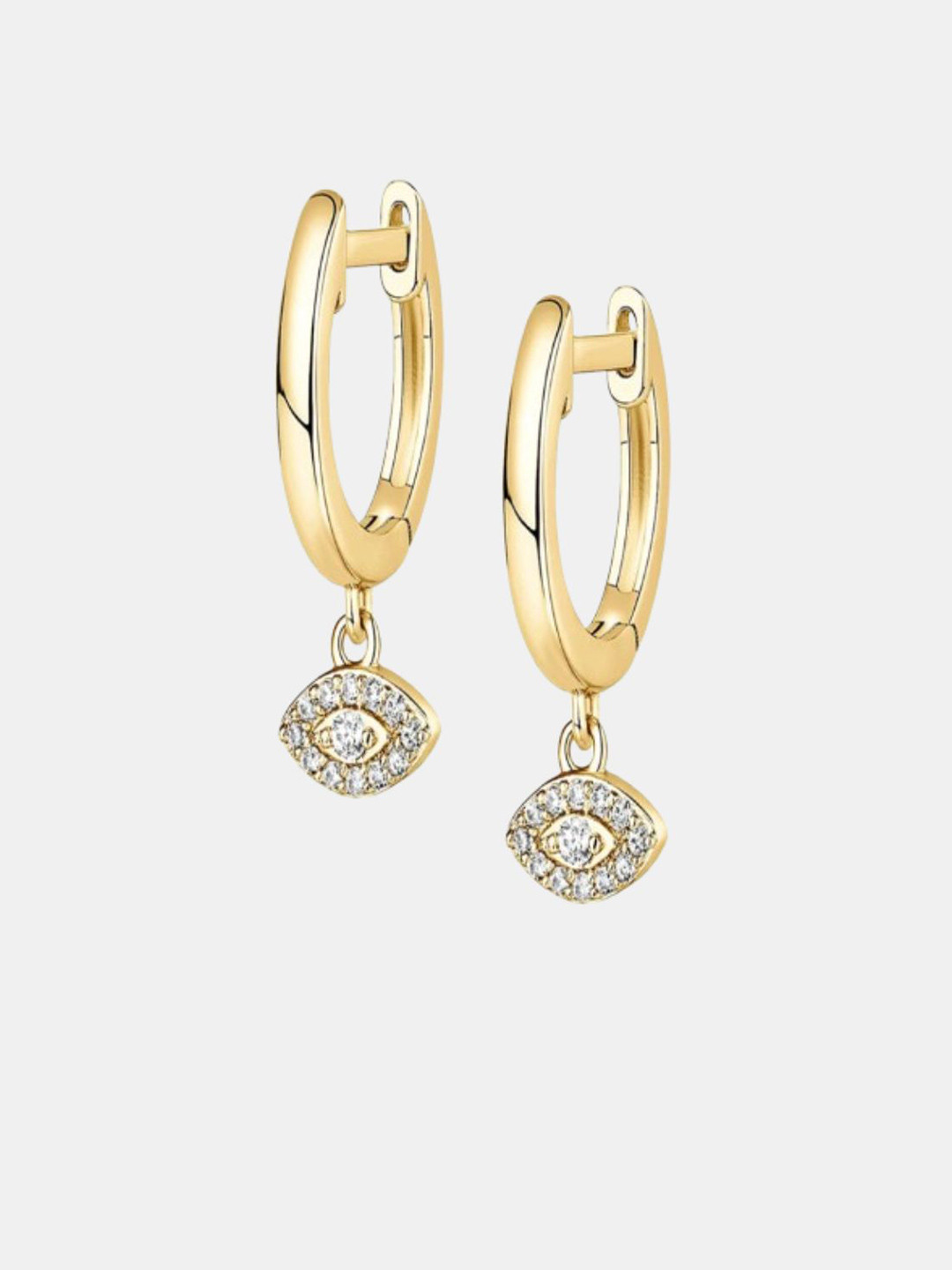 AQUASTREET 14K Gold-Plated Antitarnish Evil Eye Drop Huggies Lightweight Earrings