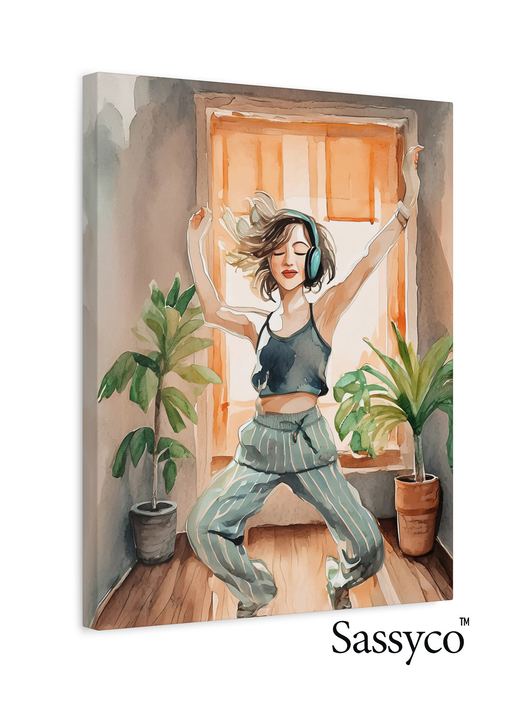 Sassyco Dancing Canvas Wall Rectangle Paintings Wall Art - 16 x 12 In