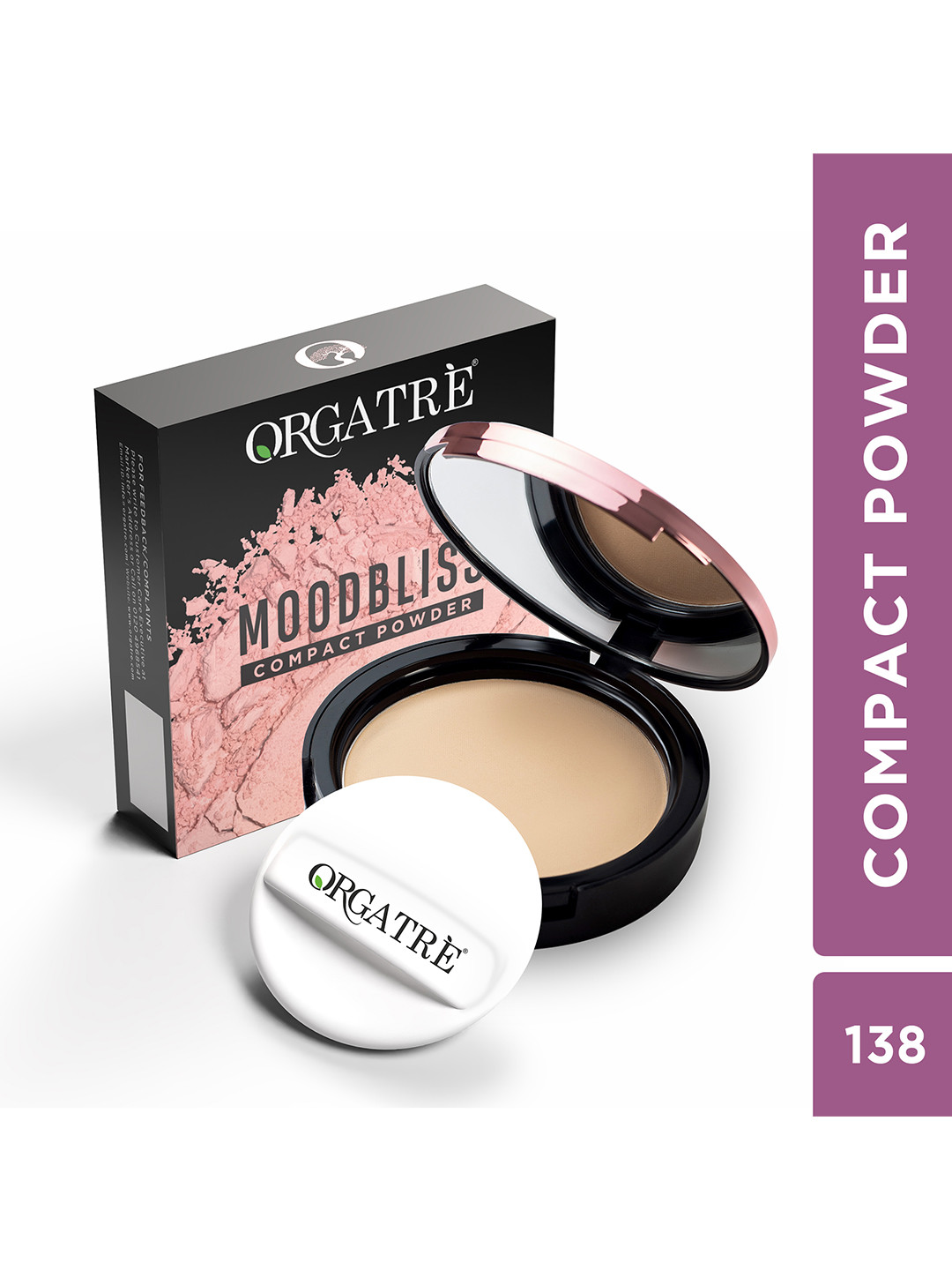Orgatre MoodBliss Long Lasting Compact Powder For Oil Control - Natural Beige - 138