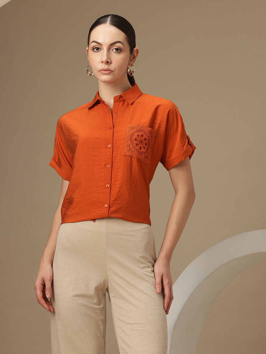 Chemistry Relaxed Fit Casual Shirt with Crotchet Pocket