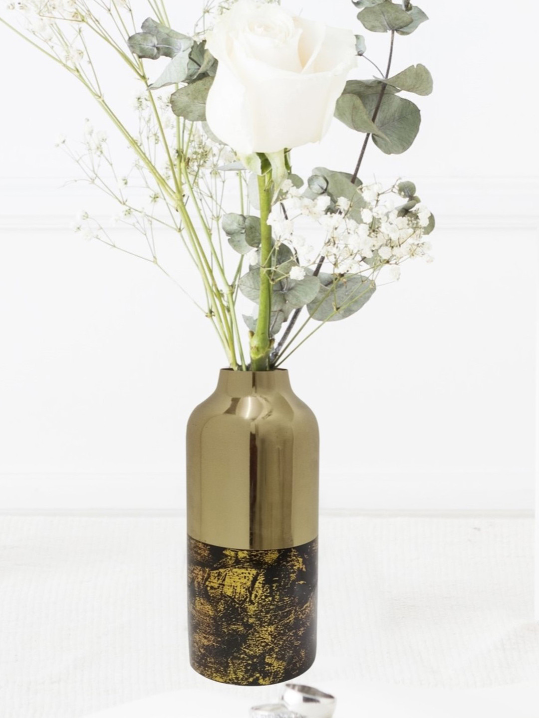 Cocovey Homes Yellow & Black Abstract Printed Metal Vase
