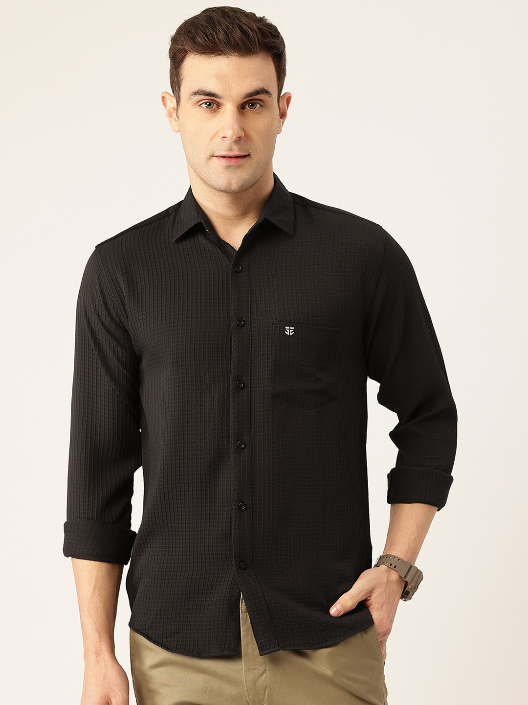 FIFTY TWO Textured Chest Pocket Detail Casual Shirt