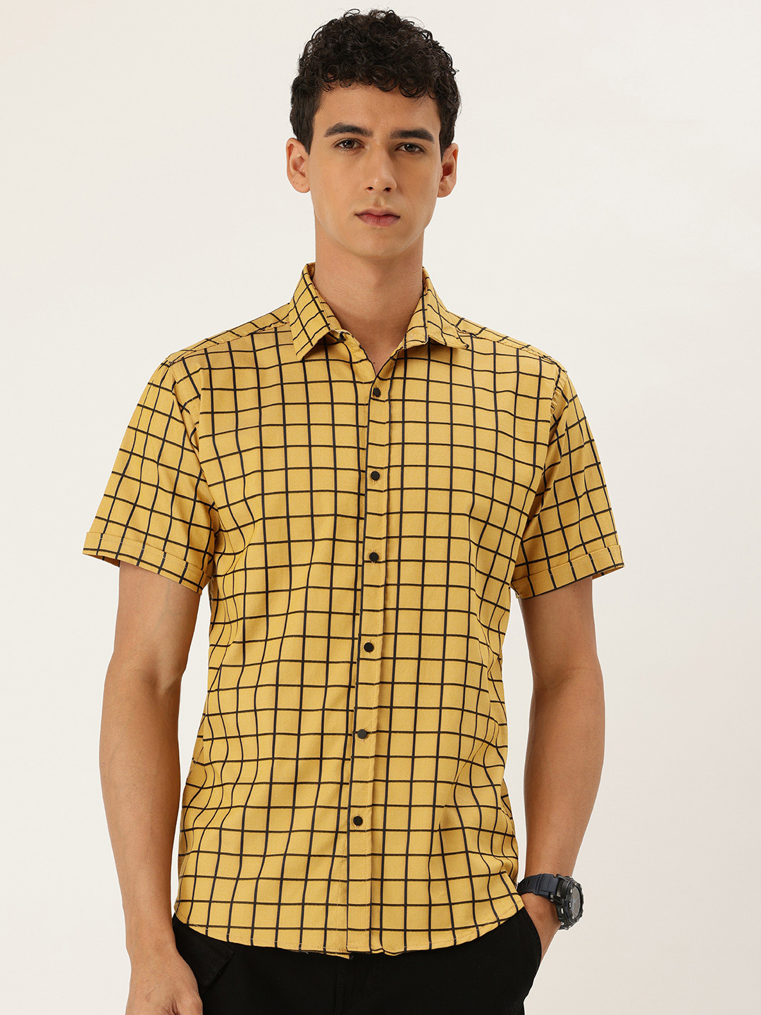 FIFTY TWO Grid Tattersall Checked Casual Shirt