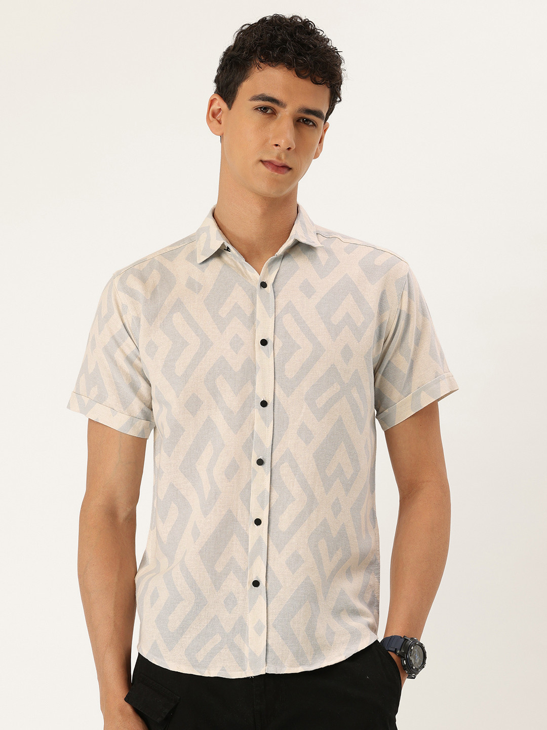 FIFTY TWO Geometric Printed Casual Shirt