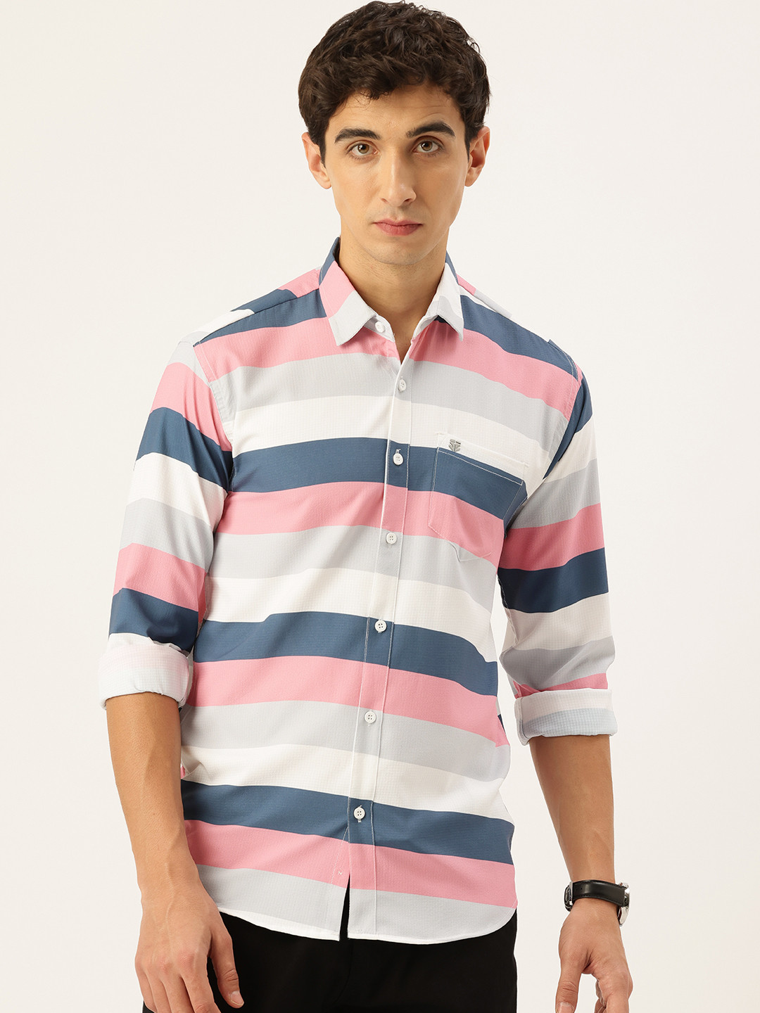 FIFTY TWO Comfort Fit Horizontal Stripes Casual Shirt