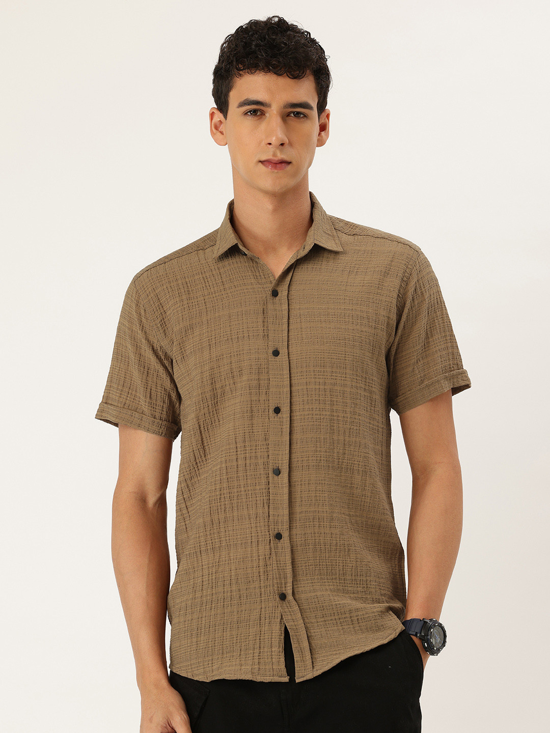 FIFTY TWO Striped Seersucker Casual Shirt