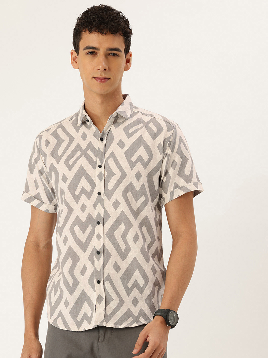 FIFTY TWO Geometric Printed Casual Shirt