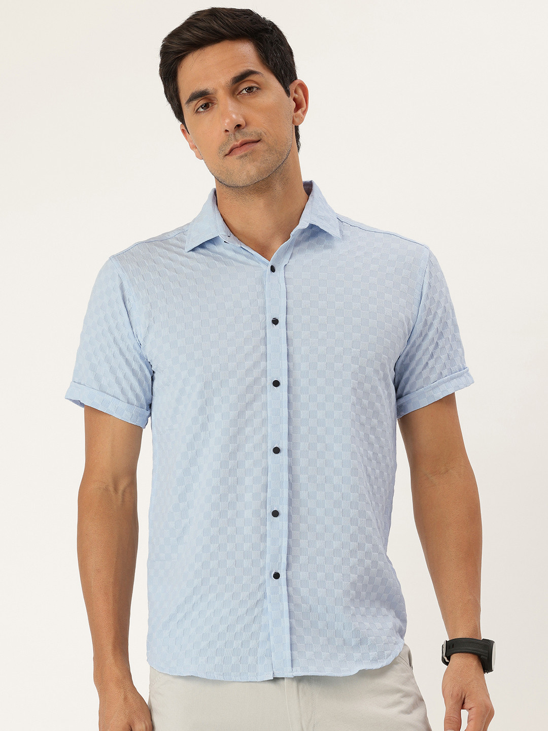 FIFTY TWO Self Design Textured Casual Shirt