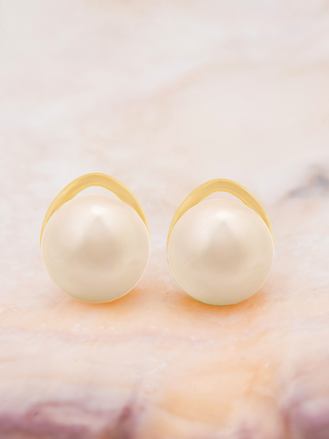 Nipura 925 Sterling Silver 14kt Gold-Plated Pearls Beaded Teardrop Shaped Studs Earrings