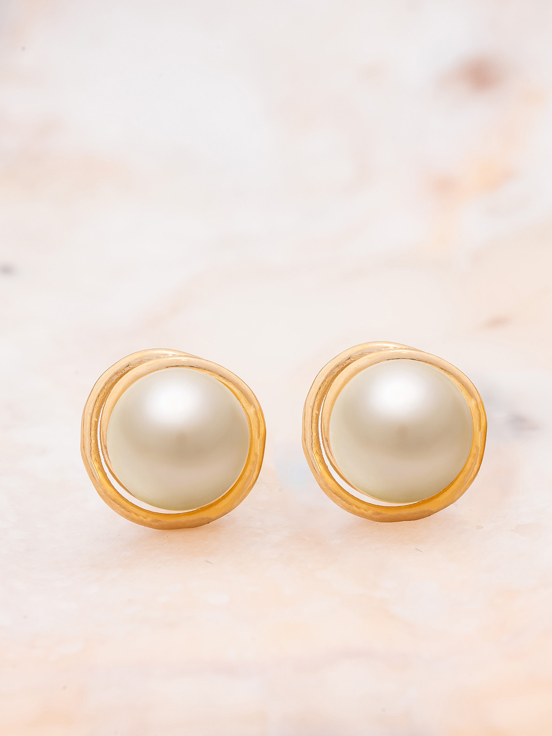Nipura 925 Sterling Silver 14kt Gold-Plated Pearls Beaded Classic Shaped Studs Earrings