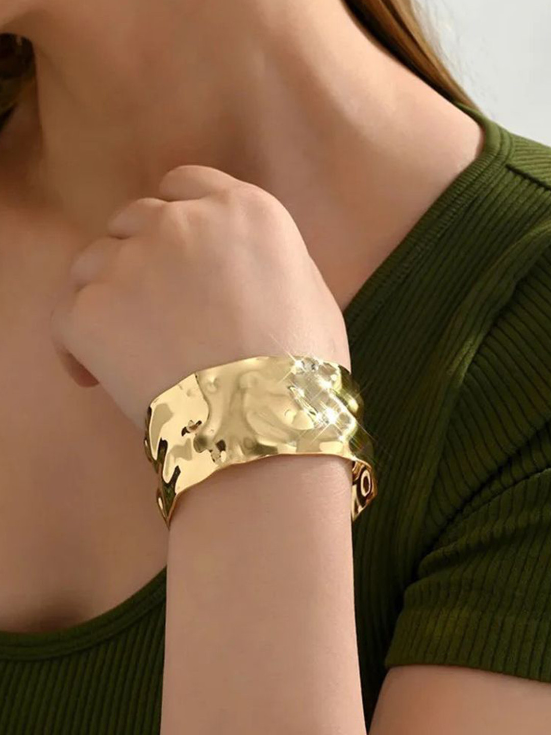Shining Diva Fashion Gold-Plated Cuff Bracelet