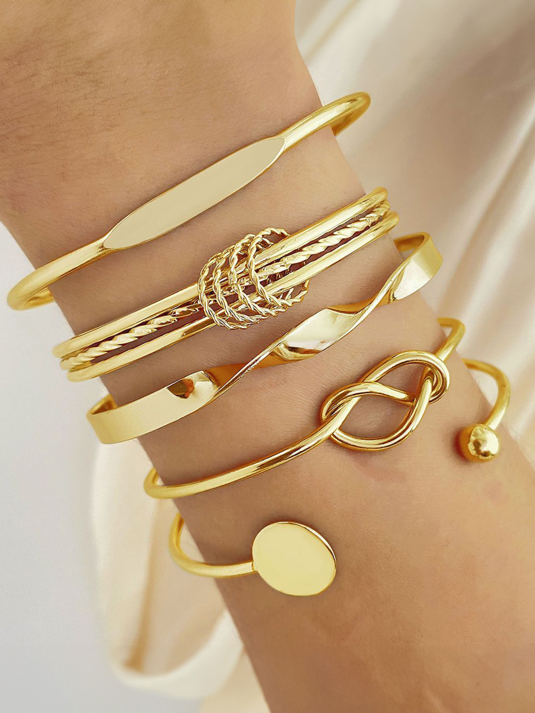 Shining Diva Fashion 5 Pcs Gold-Plated Multistrand Bracelet